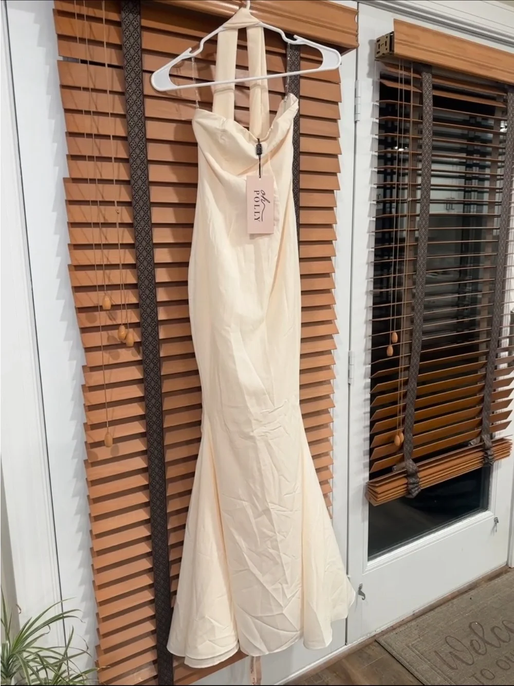 NWT Oh Polly Imogene Scarf-Detail Strapless Gown in Ivory - Picture 3 of 7
